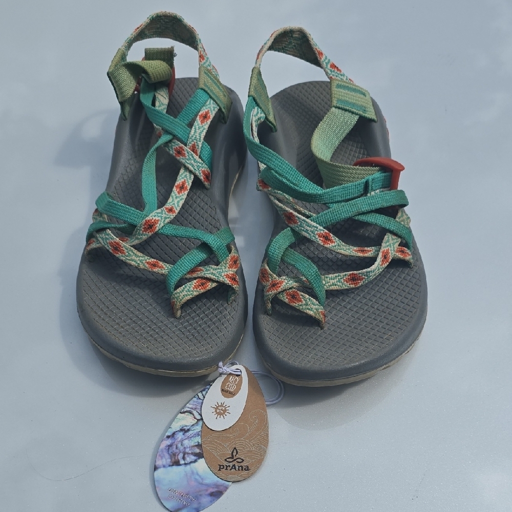 Chaco Green and Red Adventure Sandals